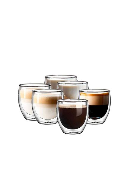 SIKS Set de 6 pahare SIKS din sticlă, cu pereți dubli, capacitate 250 ml, transparente