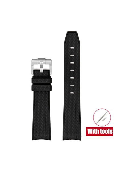 Choice 20mm Black Strap for X Swatch MoonSwatch 20mm Diving Curved End Silico...