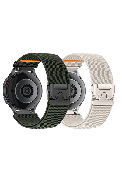 Choice حزام ساعة من قماش المظلات، لون أخضر عسكري بنقشة النجوم، مقاس 20 مم، نص...