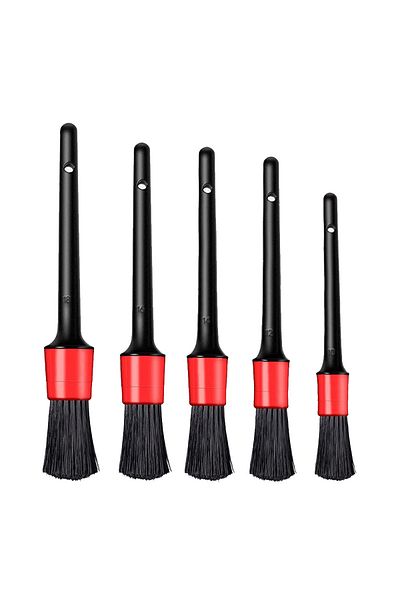 OEM Set of 5 car cleaning brushes, premium, Plastic, Black/Red