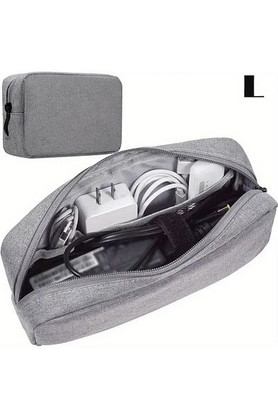 Choice L size Gray Storage Bag Cable Cord Organizer Travel Bag Small Electronics SD Card Power Bank Storage