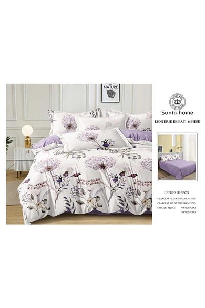 Sonia-home 6-piece satin cotton underwear – Sonia Home Damask Dandelion Lila