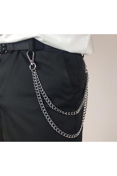 Choice سلسلة خصر معدنية فضية على طراز البانك، إكسسوارات جينز، قلادة، سلسلة سراويل هيب هوب متعددة الاستخدامات