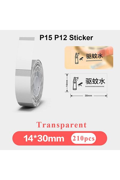 Choice transparent sticker P15 Mini Printer Transparent Sticker 14x30mm Thermal Roll Paper for P15 P12 Labe