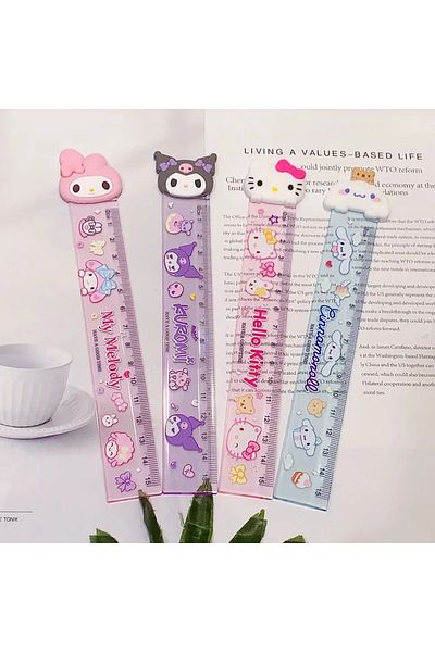 Miniso random 1 pcs Sanrio Ruler Hello Kitty Kuromi My Melody Cinnamoroll Cartoon Children Students 15cm Ru