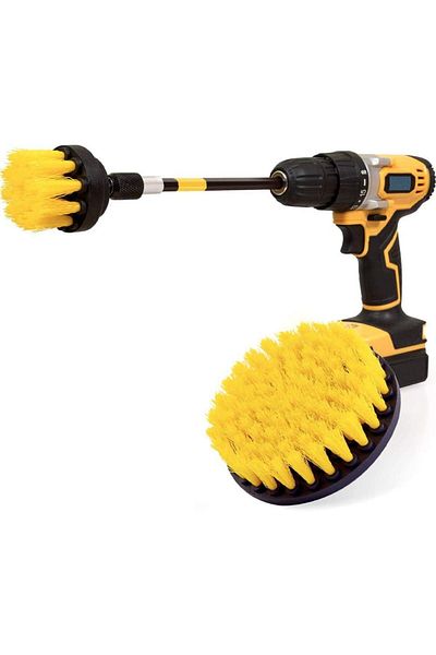 OEM Set of 2 cleaning brushes with adapter for drill/self-tapping tool, plastic/ABS/metal, yellow