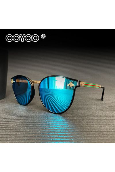 Choice Blue OCYCO 2024 Luxury Bee Fashion Cat Eye For Women Sunglasses Men Square Brand Design Sun Glasses
