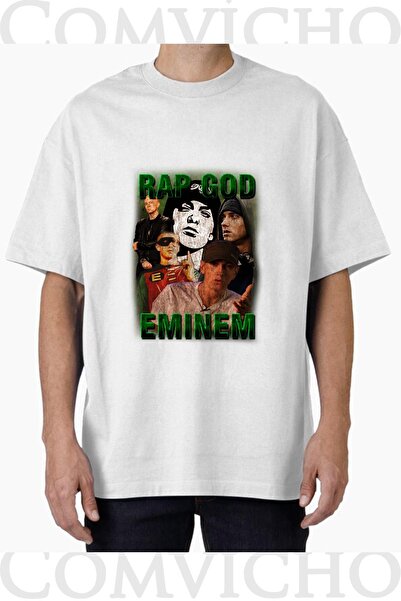 COMVİCHO Unisex Eminem V3 Design Printed Oversize T-Shirt