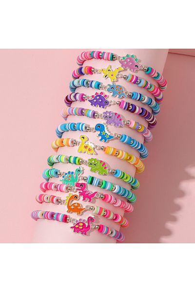 Choice G 12Pcs/set Unicorn Cat Flower Charm Elastic Handmade Beaded Bracelets for Women Girls Birthday Par.