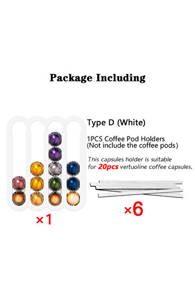 Choice6 Type-D (White) Multi Types Coffee Capsules Holder Drawer Organizer Tr...