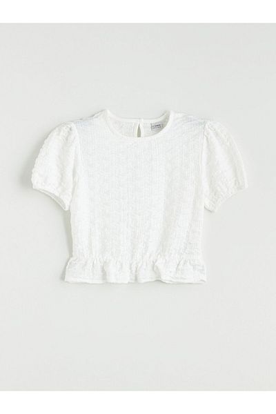 LC Waikiki New Season Crew Neck Ruffle Detailed Girls Crop T-Shirt - S5Fd52Z4