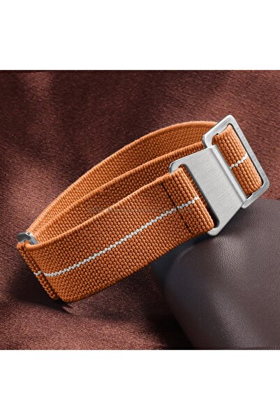 Choice 20mm Orange white Nylon Braided Watch Band Elastic Nylon Strap French ...