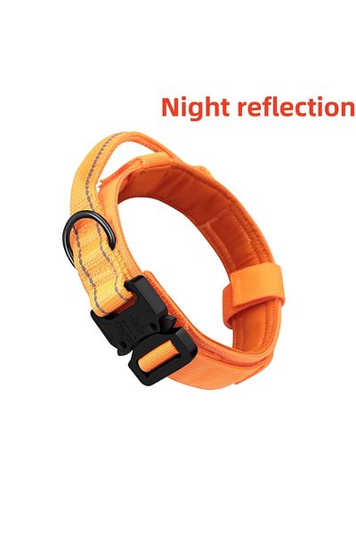 choice2 orange M Reflective Tactical collar Adjustable military training nylon dog collar Dog collar with ha