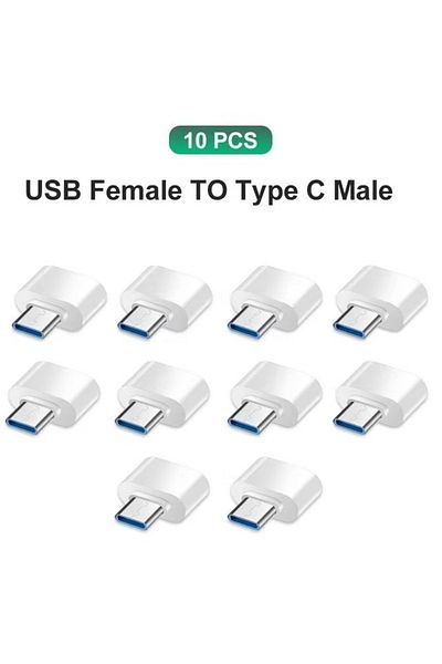 Choice 10 قطع محول أبيض من النوع C إلى USB 3.0 USB-C 3.1 ذكر OTG A أنثى موصل بيانات لجهاز MacBook Pro iPa