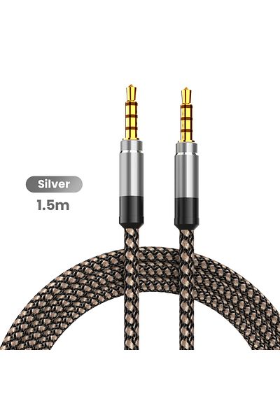 Choice 1.5m Silver NNBILI 1.5M Jack 3.5mm Audio Cable Nylon Braid 3.5mm Car AUX Cable Headphone Extension C