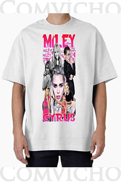 COMVİCHO تي شيرت مطبوع بتصميم Miley v2 للجنسين