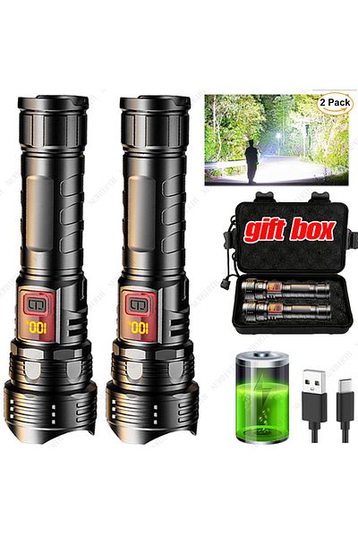 Choice 2PCS with box New Portable Rechargeable LED Flashlights High Power Tactical Flashlight Telescopic Zo