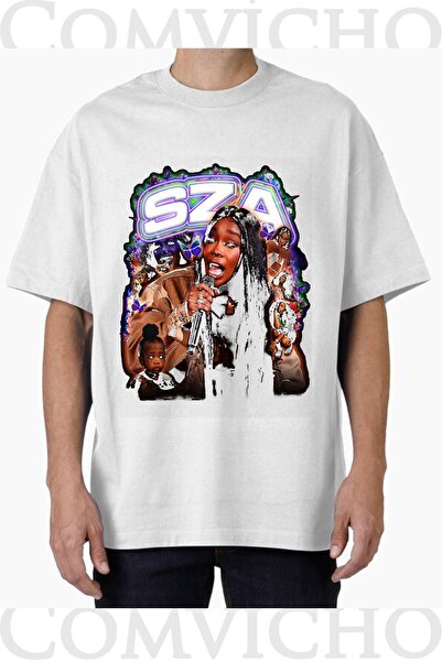 COMVİCHO Unisex Sza V1 Design Printed Oversize T-Shirt