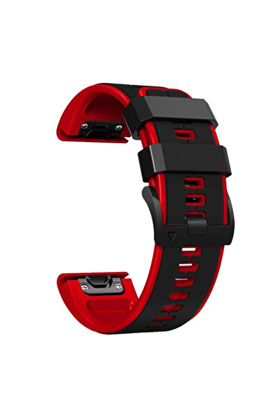 Choice سوار ساعة Quickfit مقاس 22 مم باللونين الأسود والأحمر لساعات Fenix 7X ...