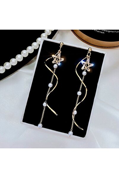 Choice 1 ضوء فاخر الزركون نجمة اللؤلؤ موجة طويلة شرابة الأقراط النسائية مزاجه...