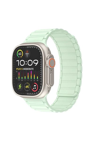 CAOWTAN 38mm 40mm 41mm green Magnetic Silicone Strap for Apple Watch Band Ultra 2 49mm 45mm 41mm Bracelet fo