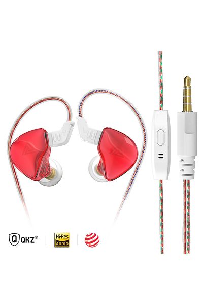 Choice AK8 Red Original QKZ AK8 Dynamic HIFI Bass Earbuds 3.5mm In Ear Monitor Headphones With Mic Sports G