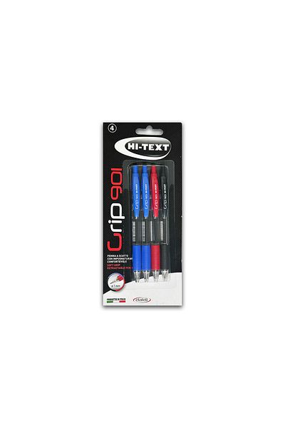 Hi-Text Hi-Text Grip 901 click pen, 4 colors/blister, 2 blisters