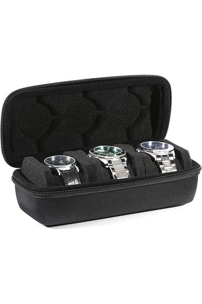 Choice black 3 Slot Watch Display Roll Organizer EVA Watch Storage Case with Zipper Portable Travel Case Je