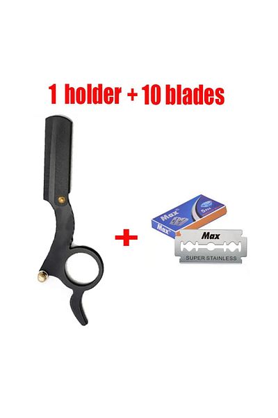 Choice 1 Pcs Handle 1 10pcs Bladstainless Steel Classic Shaving Razor For Thumb Double Edge Haircutting Bal