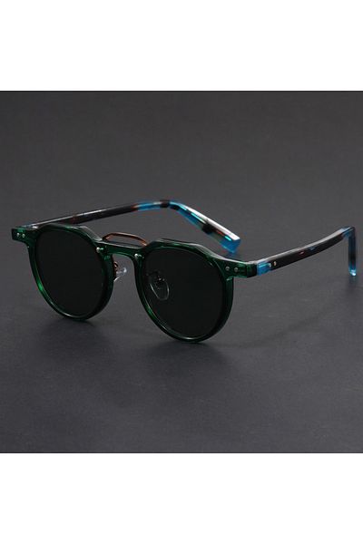 Choice4 blue green Retro Metal Frame Oval Sunglasses for Women Men Trendy Punk Round Sun Glasses Luxury Bran