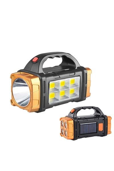 Choice 6COB golden High Power Solar Rechargeable LED Flashlight Multifunctional Portable Light with Side Li