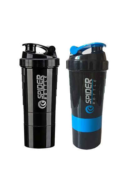 Choice 501-600ml Black Blue 3 Layers Shaker Protein Bottle Powder Shake Cup Water Bottle Plastic Mixing Cup