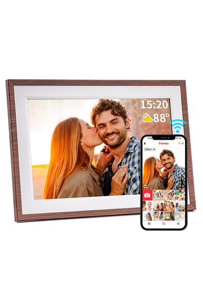 Choice US PLUG Brown Frameo 10.1 Inch Digital Picture Frame，WiFi Electronic Frame，1280 * 800IPS HD Cloud Sm
