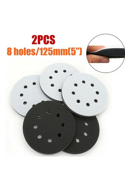 Choice 5Inch 2Pcs 5In 125mm 8-Holes Soft Sponge Interface Pad Hook & Loop Sanding Pads Backing Plate For Fe