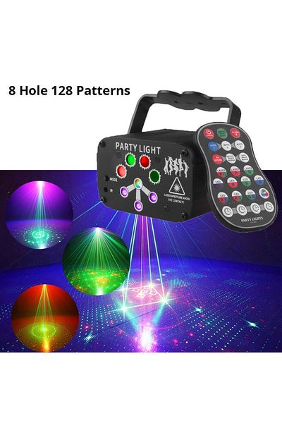 Choice 8 Hole 128 Patterns USB Recharge Mini RGB Laser Projector Stage Light DJ Disco LED Lamp USB Recharge