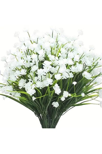Choice 12bundlesWhite 12 Bundles Artificial Flowers,Outdoor UV Resistant Fake Flowers,Premium Oxidation Res