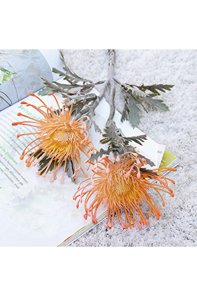 Choice4 Orange Artificial Flowers Short Branch Crab Claw 2 Fork Pincushion Ch...