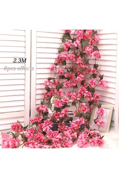 Choice Rose Red Artificial Sakura Flowers Vine Hanging Fake Floral Garland Home Garden Wedding Arch Party C