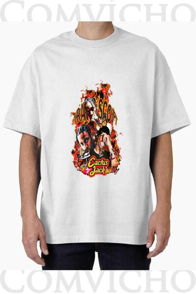 COMVİCHO تي شيرت مطبوع بتصميم ترافيس سكوت v11 للجنسين