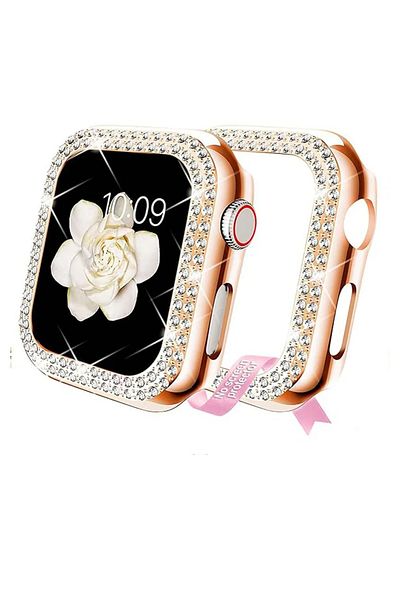 Choice Series 456SE 44mm Rose Golden For Apple Watch Case Ultra Series 10/9/8/7/6/5/4/SE Artificial Diamond