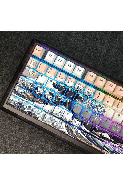 Choice Sea wave PBT Keycaps Sea Theme Cherry Profile Keycap Set (5-sides Dye) for Cherry Gateron MX Switch