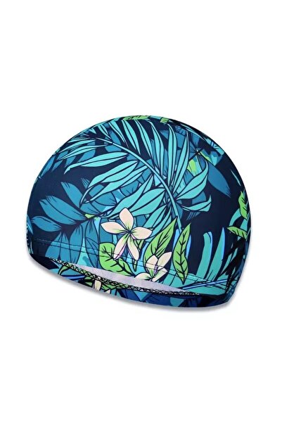 Choice قبعة سباحة هادئة مقاومة للماء بطبعة أوراق شجر الغابة مع حماية للأذن وت...