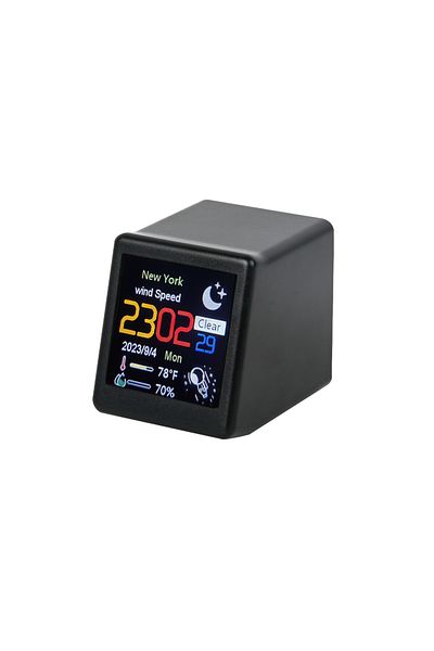 Choice 1237Black MINI Size Smart WIFI Weather Station Clock for Game Room Decoration. DIY Cute GIF Animatio