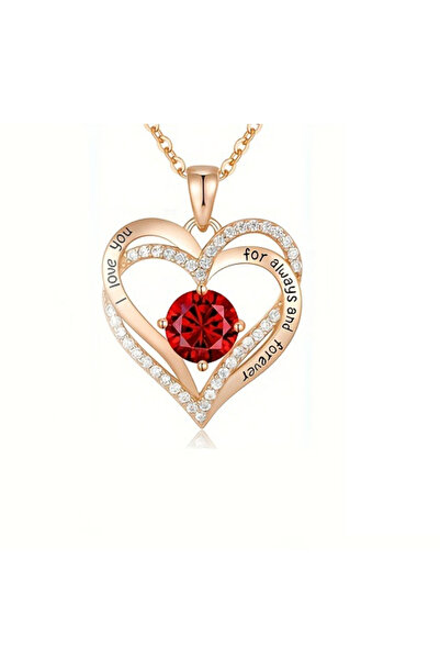 Choice Only Necklace Luxury Red Zircon Pendant Necklaces With Rose Flower Gif...