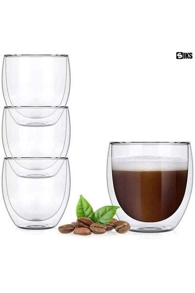 SIKS Set de 6 pahare SIKS din sticlă, cu pereți dubli, capacitate 250 ml, transparente