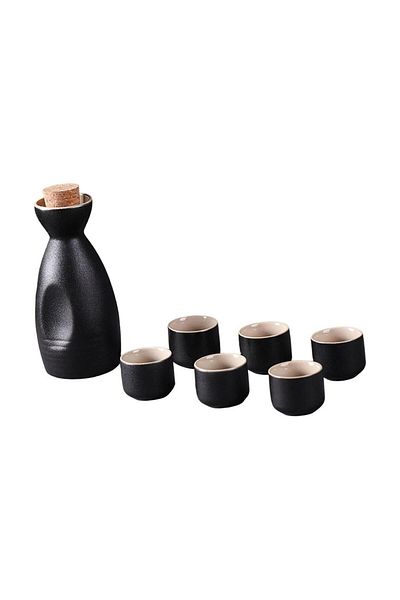 Choice Vintage Ceramic Sake Pot Cups Set Traditional Durable Crafts Gift Groove Design Creative for Cupb...