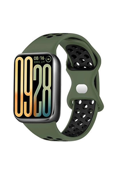 Choice سوار سيليكون ثنائي اللون أسود عسكري لساعة Mi Band 9 Pro الذكية معصم قا...