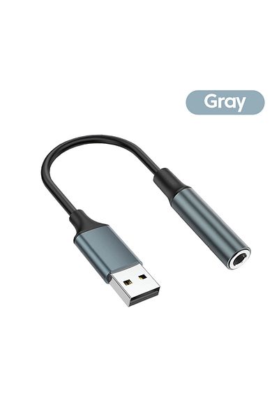 Choice gray Elough USB to 3.5mm Jack AUX Cable Converter Mini Audio Splitter Headphone Adapter Cord for Hea