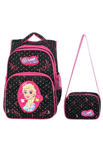 KAFF Black Ice Girl Patterned Primary School Bag and Nutrition Girl's Set of 2 Primary School Bags - 24001