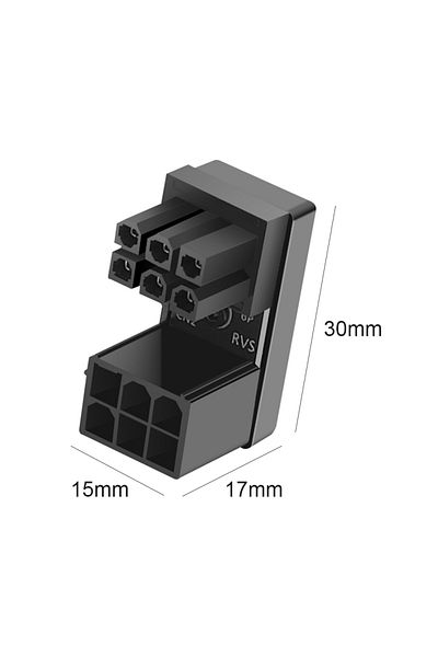 ALLOYSEED 1Pc 6PIN Opposite ATX GPU Adapter Elbow Head 8Pin 6Pin Female to 8Pin 6Pin Male 180 Degree Angled Po